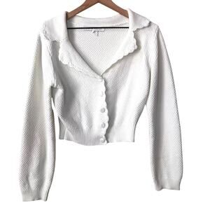 English Factory White Textured Cardigan